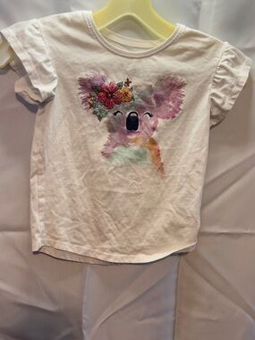jumping beans White Tee with Pink & Multicolor Koala Graphic